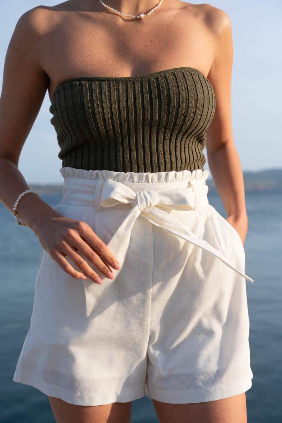 Short Clyde en lin blanc