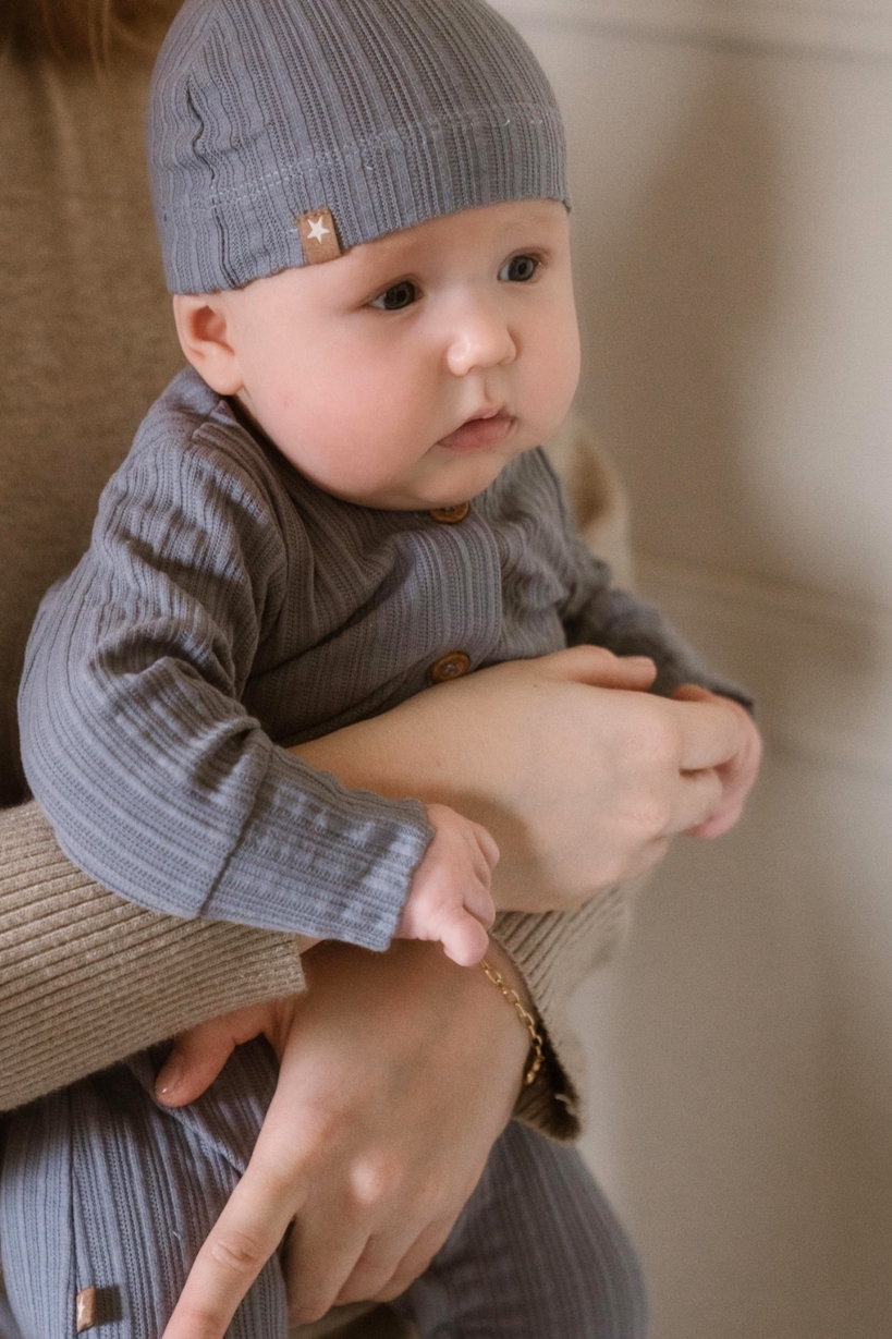 Ensemble combinaison et bonnet bébé Mael en coton bio