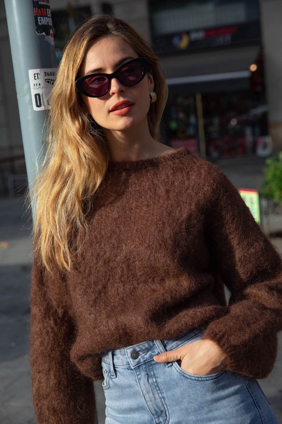 Pull Andreas mohair marron
