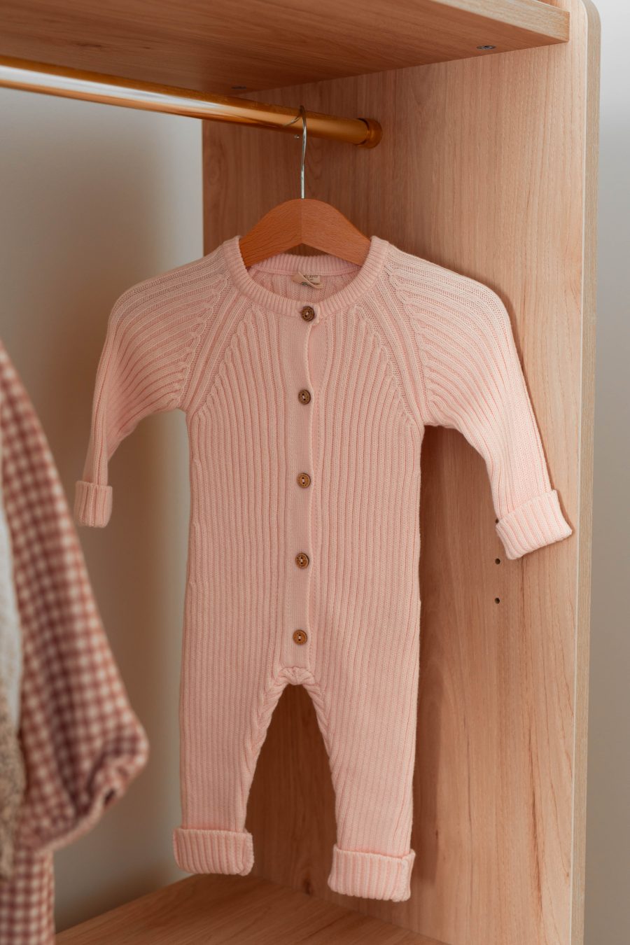 Combinaison bébé Swann rose en coton bio