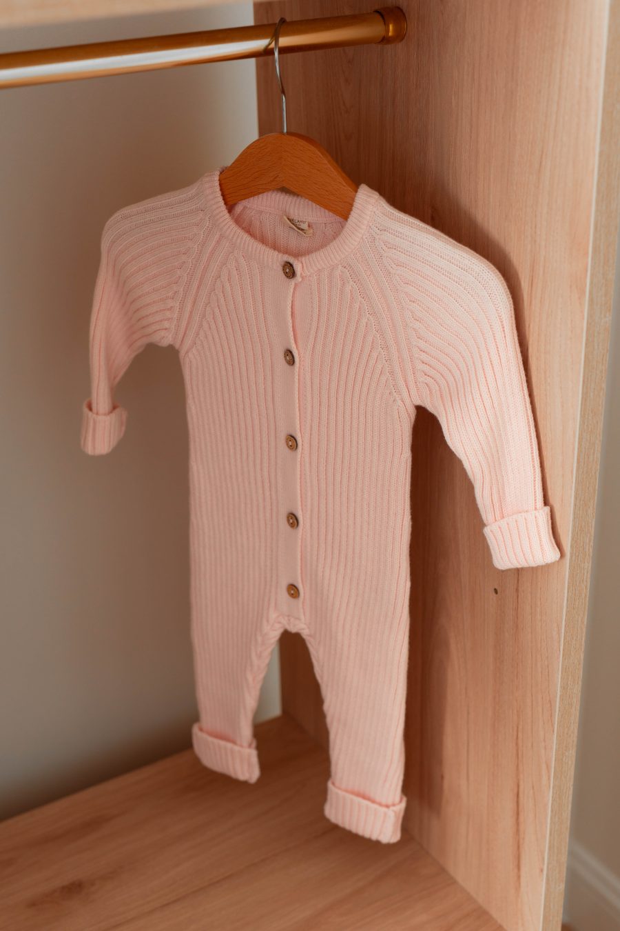 Combinaison bébé Swann rose en coton bio