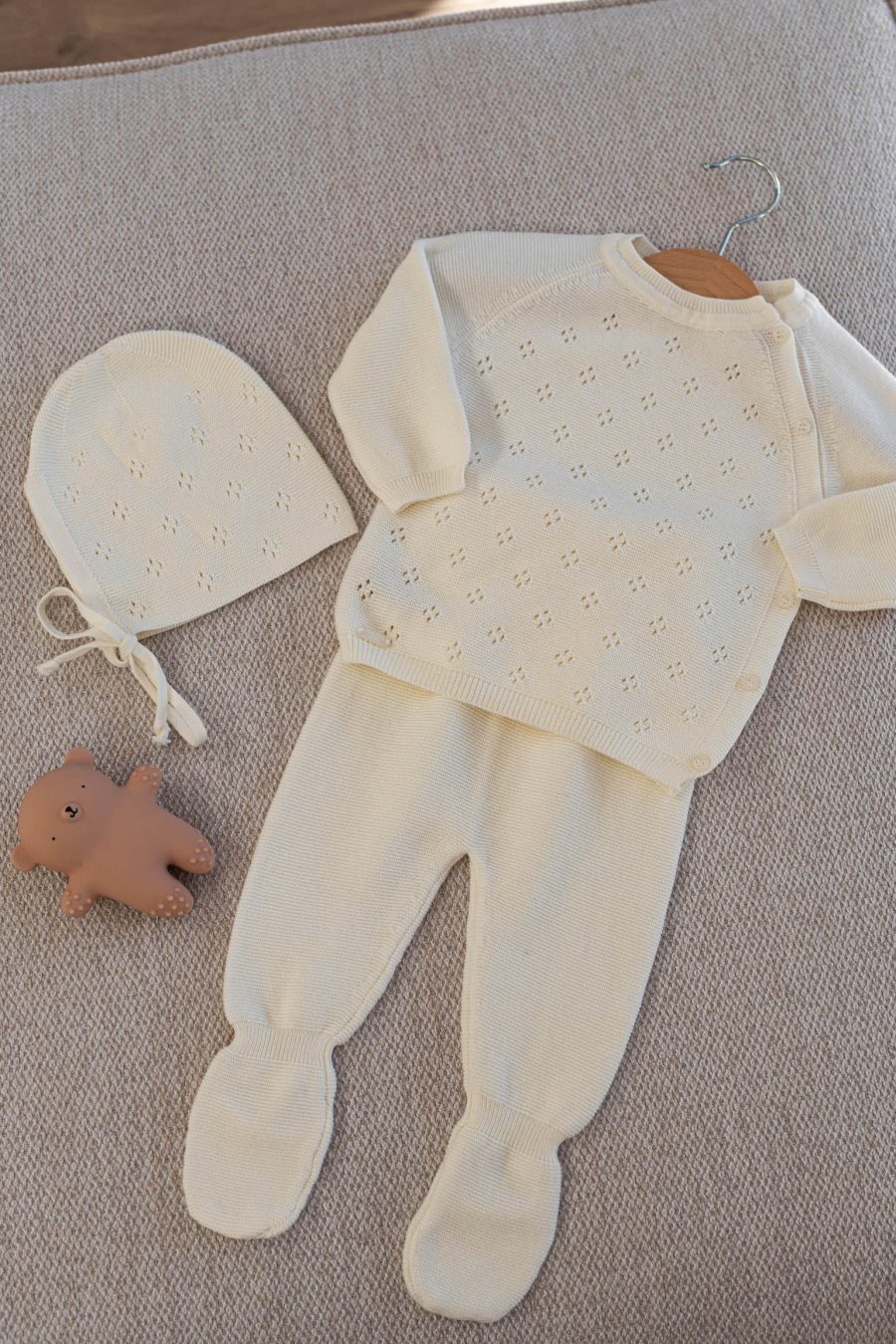 Ensemble pull pantalon et bonnet bébé Felice en coton bio