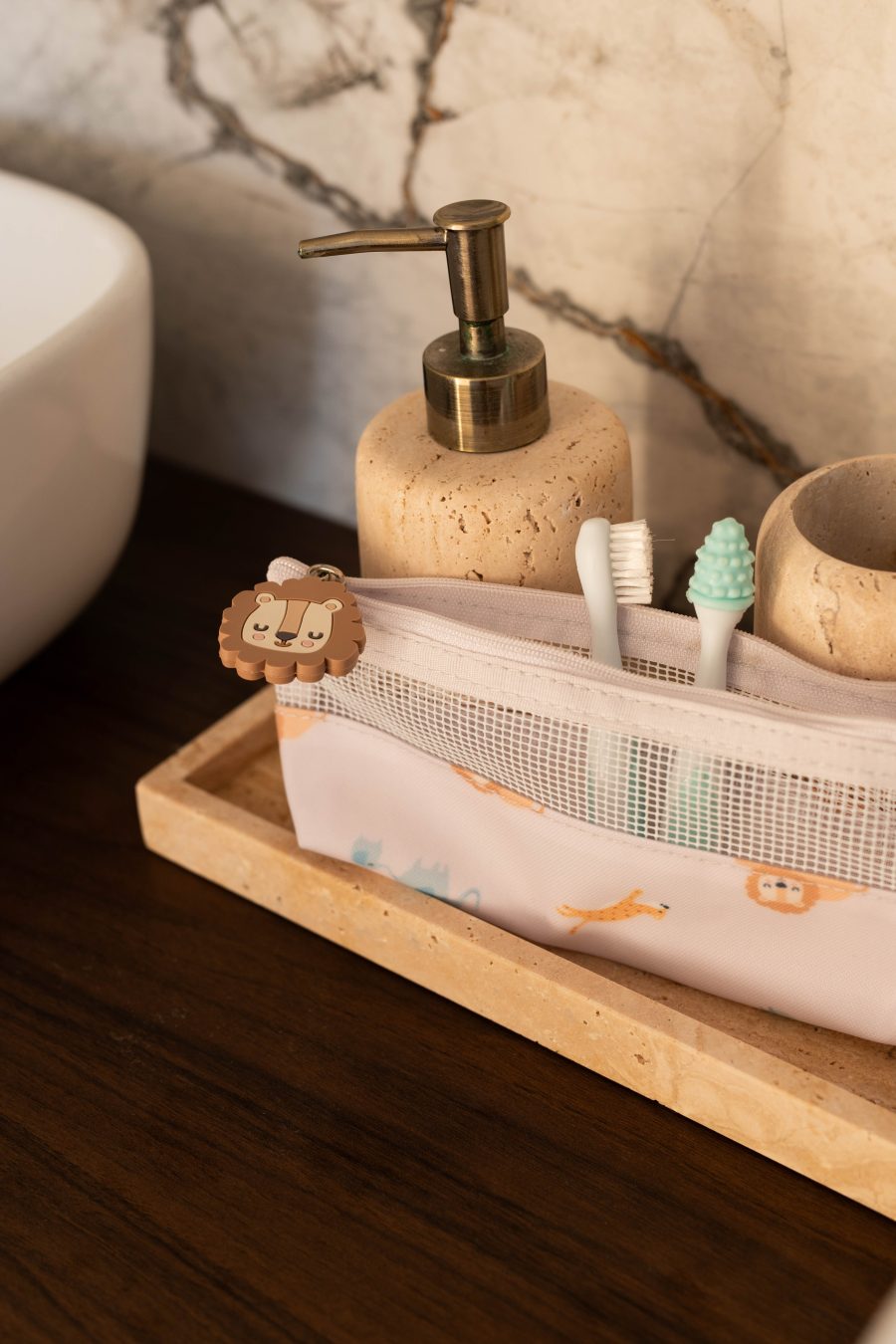 Trousse brosse à dents bébé lion