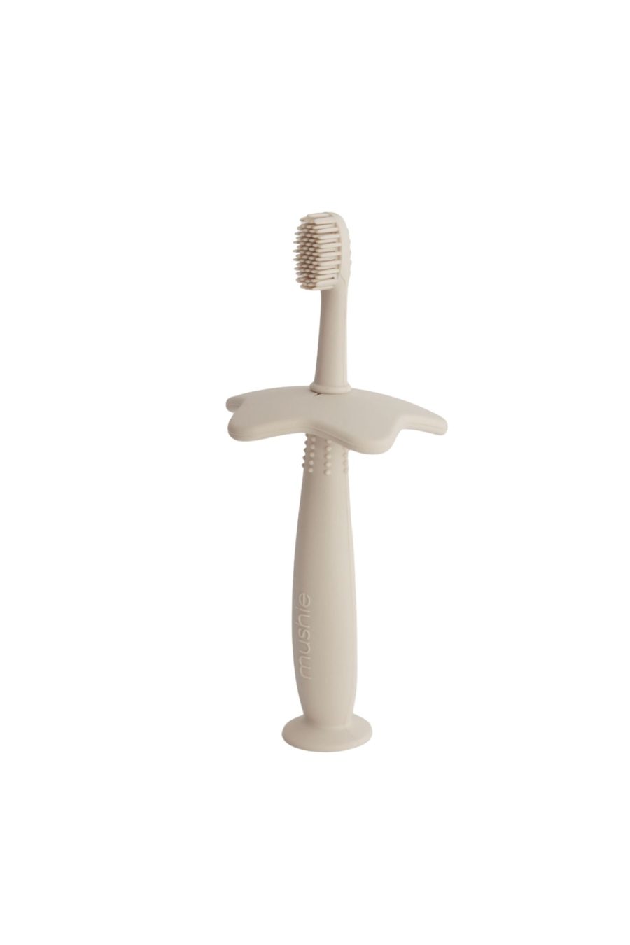 Brosse à dents d’apprentissage en silicone forme fleur beige