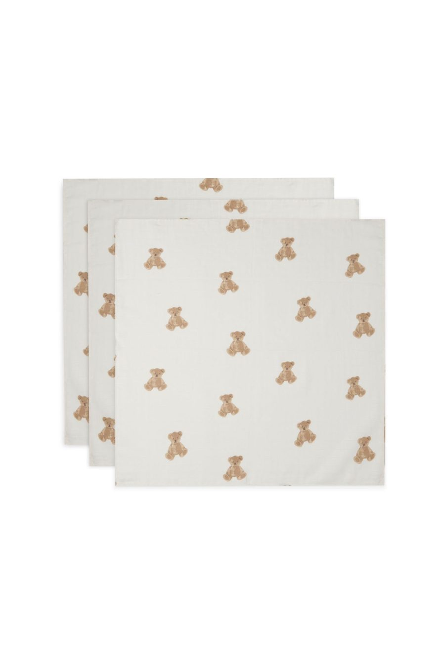 Lot de 3 langes en gaze de coton petit ourson