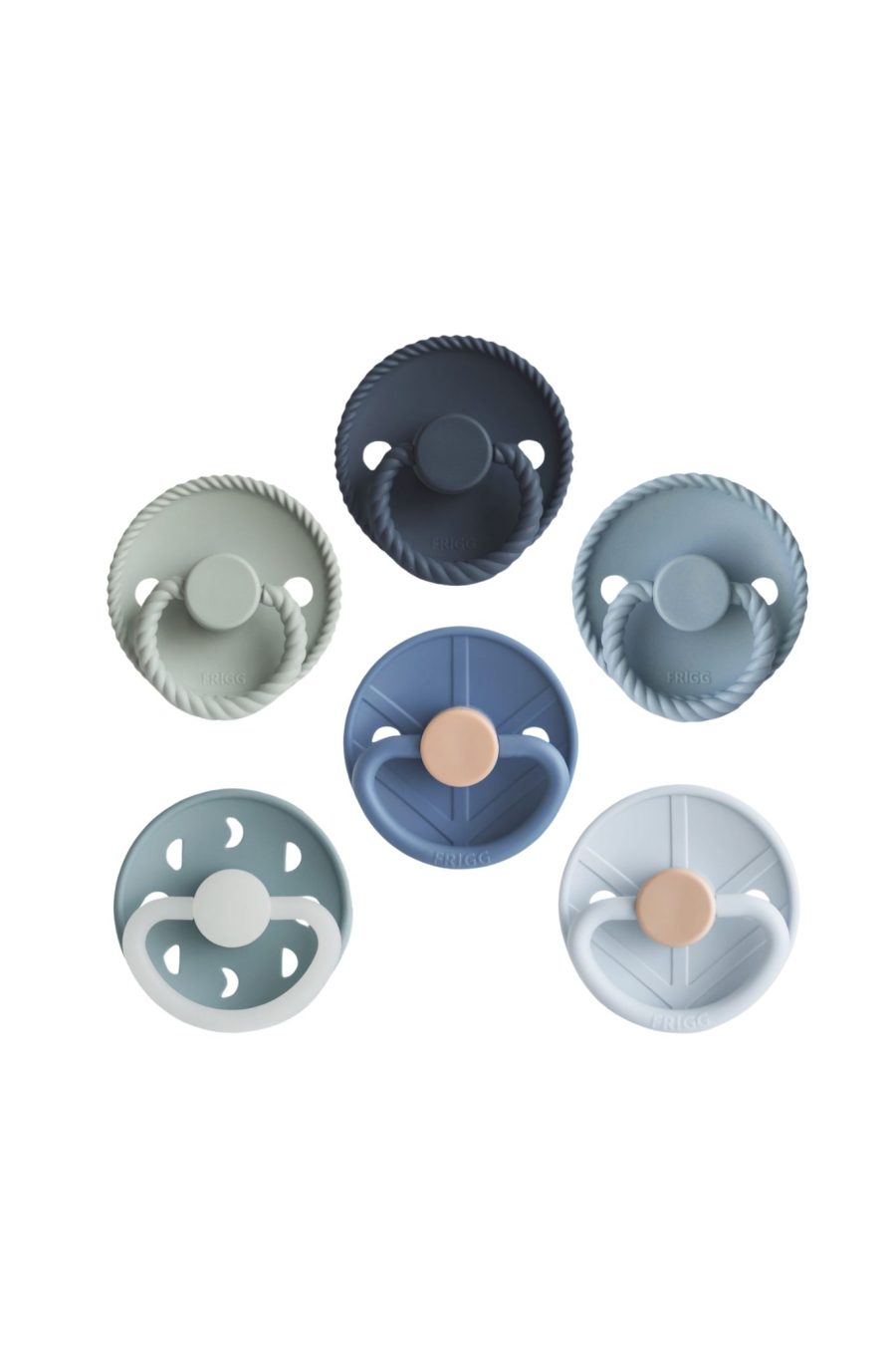 Lot de 6 tétines en silicone bleu