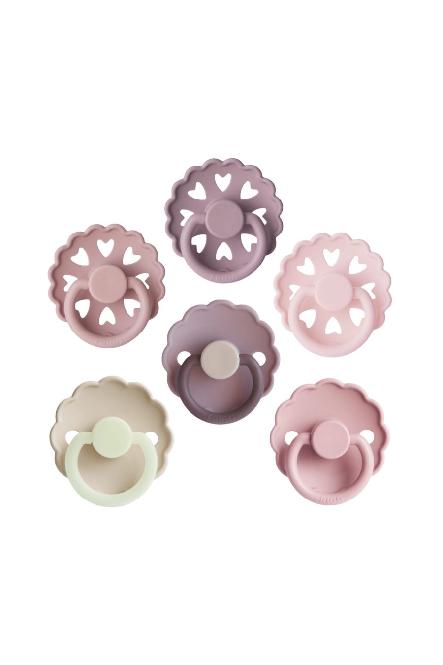 Lot de 6 tétines en silicone rose