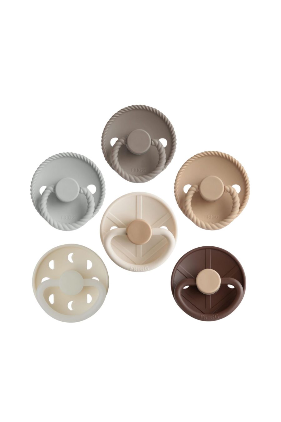 Lot de 6 tétines en silicone brun-beige