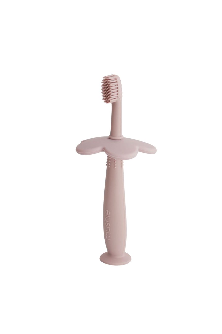 Brosse à dents d’apprentissage en silicone forme fleur rose