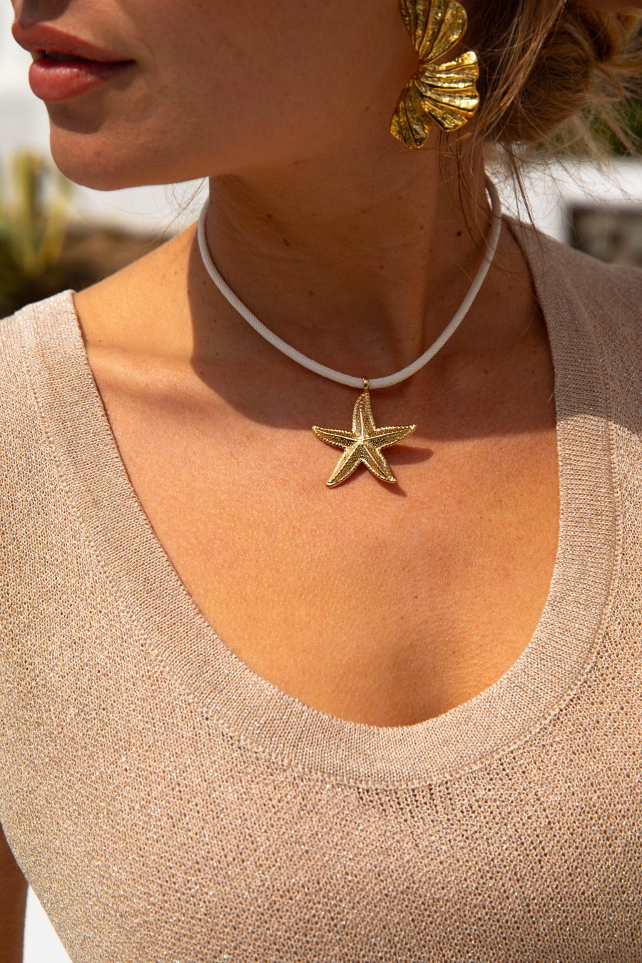 Collier étoile de mer écru